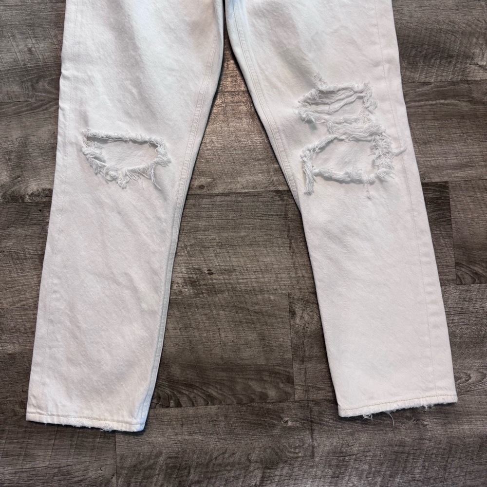 Agolde Riley High Rise Straight Crop Button Fly Veil Off White Jeans Womens 27 - Picture 4 of 10